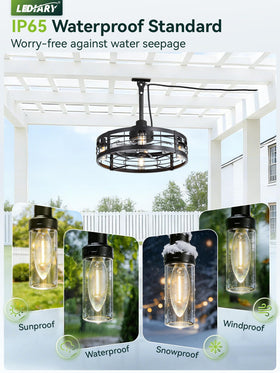LEDIARY caged ceiling fan installation with downrods for quick setup