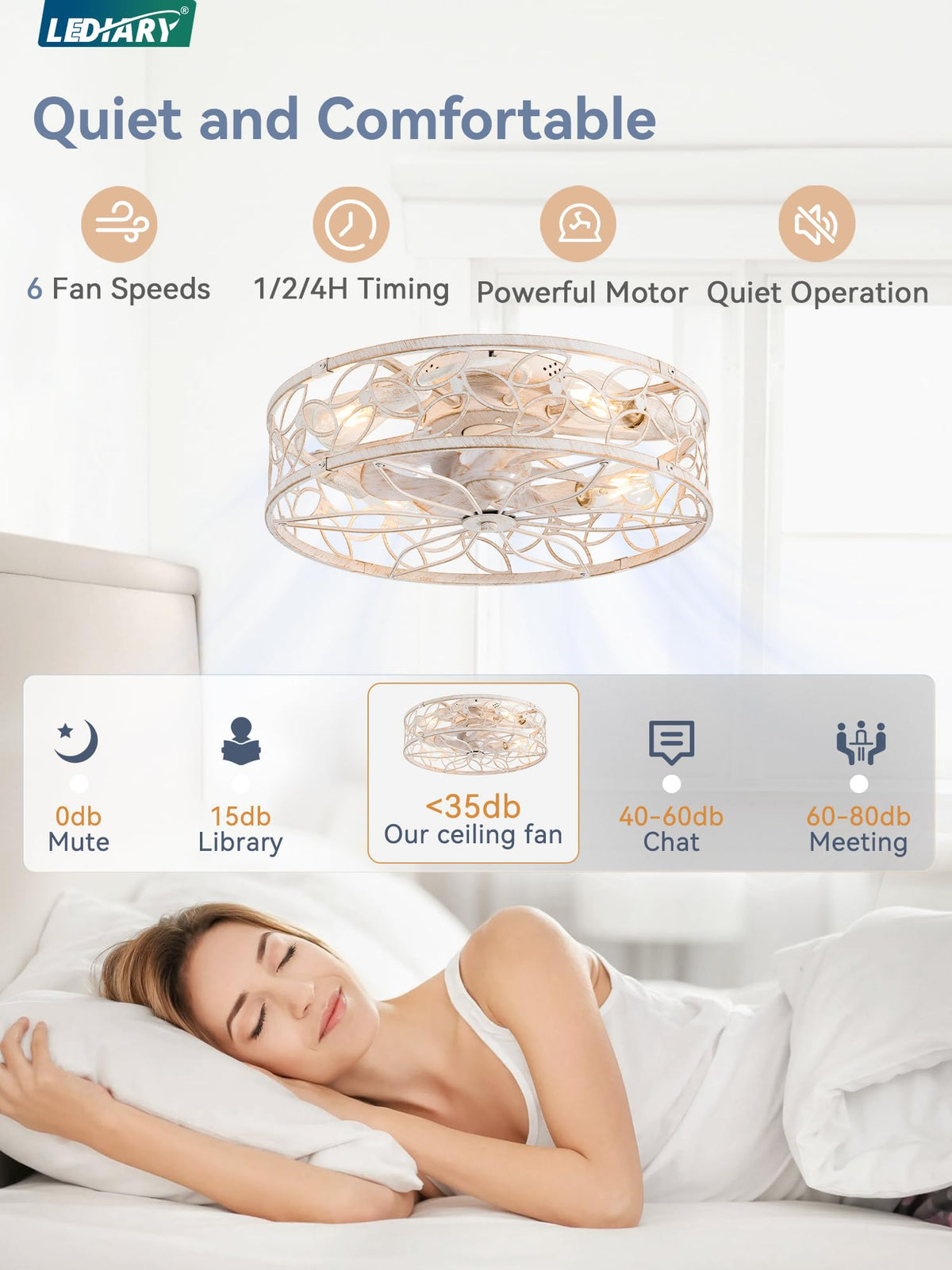 LEDIARY remote control and app operation for easy fan and light control