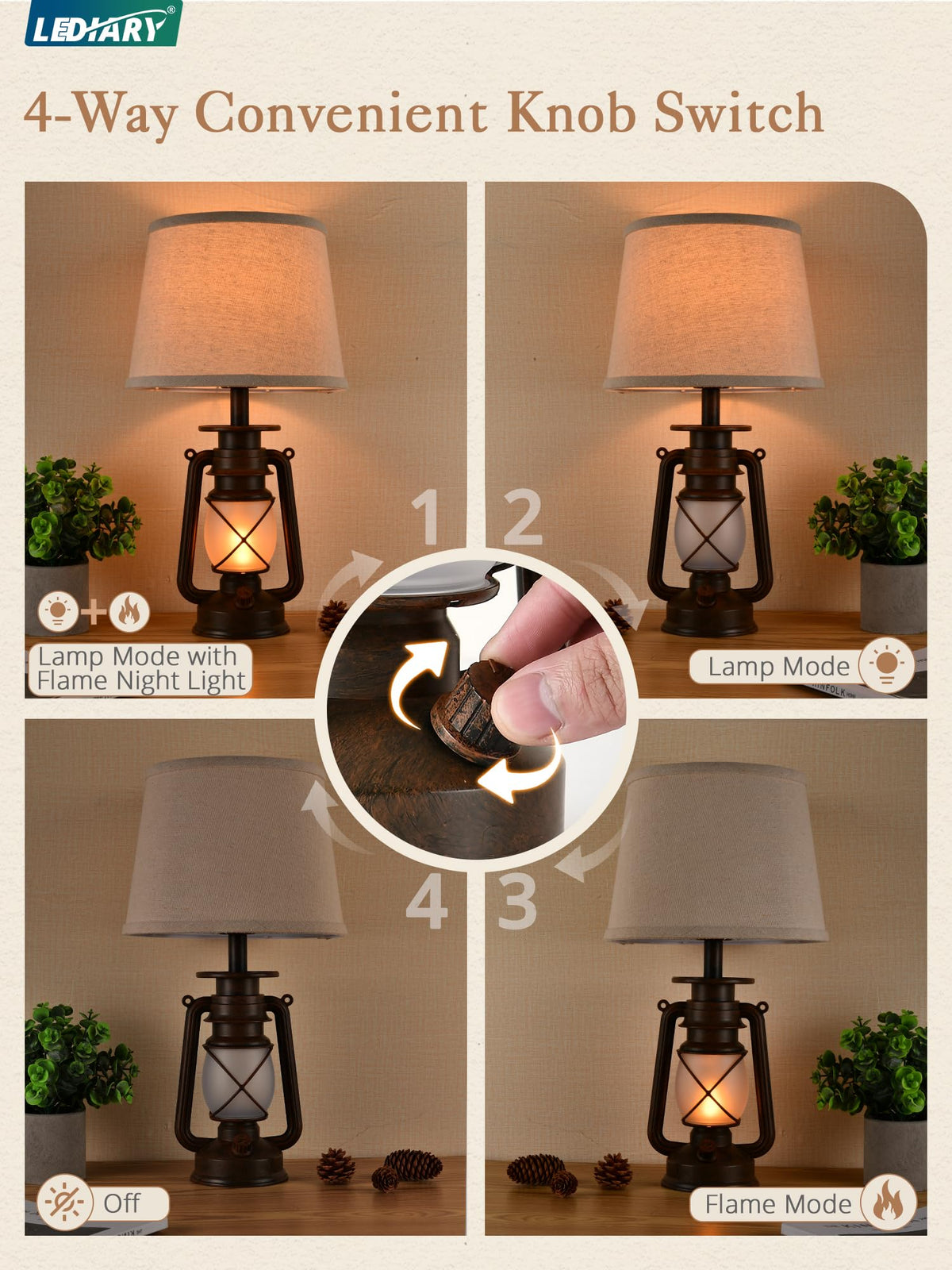 LEDIARY dancing flame lamp bedside setup for cozy nights