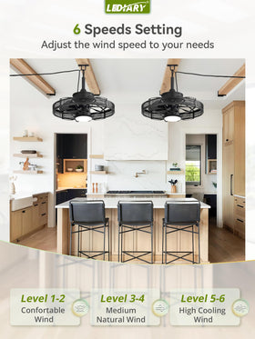 LEDIARY DC motor delivers quiet, energy-efficient airflow for patios.