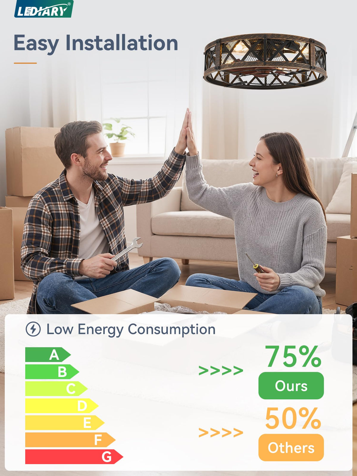 LEDIARY compatible with E26 bulbs to customize lighting mood.