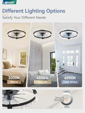 LEDIARY fandelier ceiling fan with remote control for easy adjustments