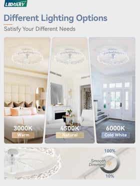 LEDIARY fandelier ceiling light with remote control for effortless hands-free operation.