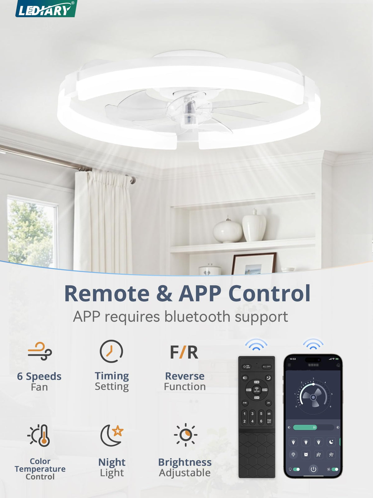 LEDIARY low-profile fandelier flush mount complements modern interiors