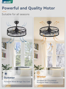 LEDIARY industrial caged ceiling fan with bulbs not included, ready for personalized lighting.