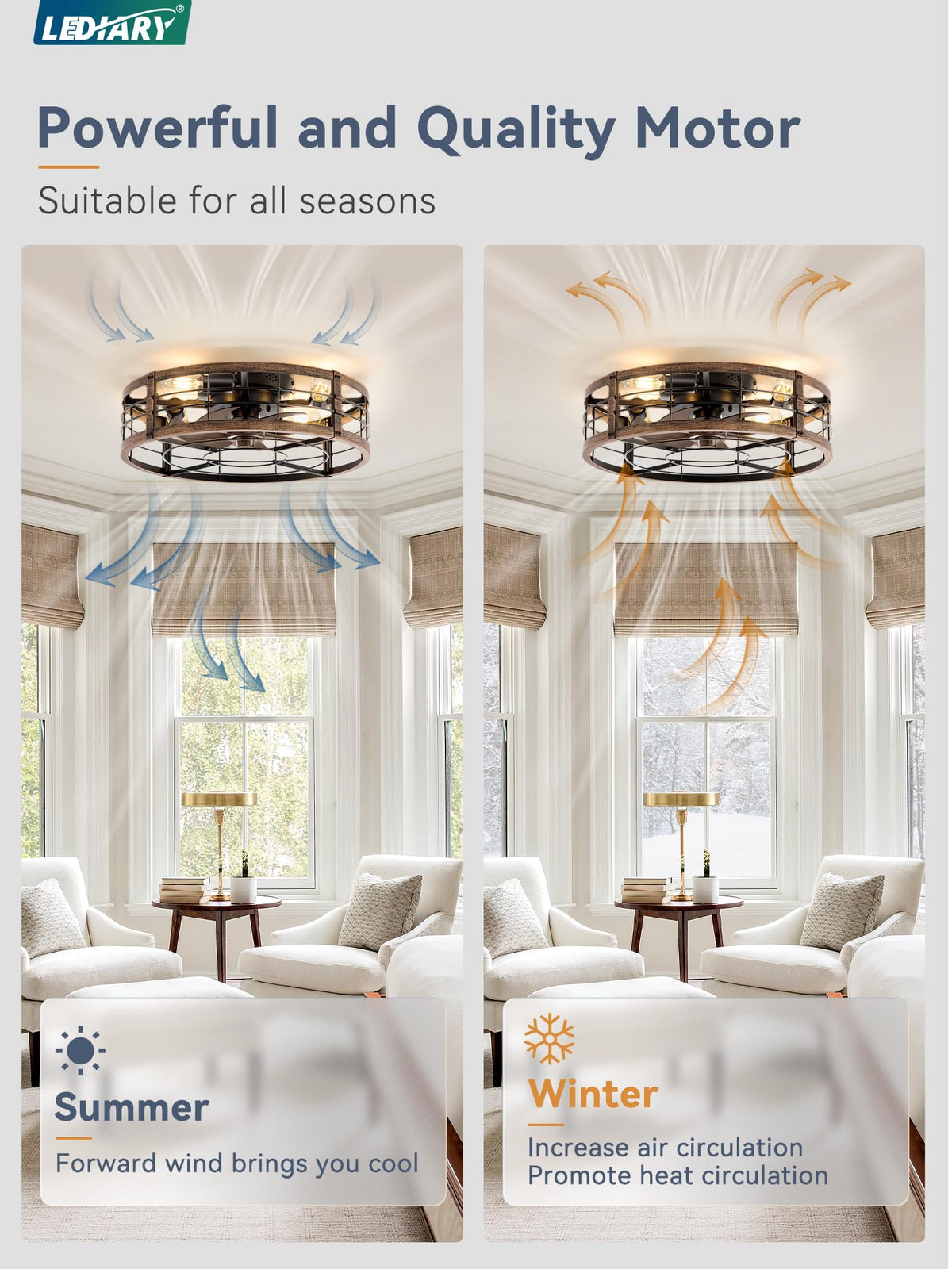 LEDIARY industrial chic rustic farmhouse style fan blends charm with performance.