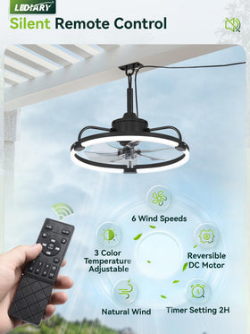LEDIARY IP65 waterproof gazebo fan withstands rain and sun