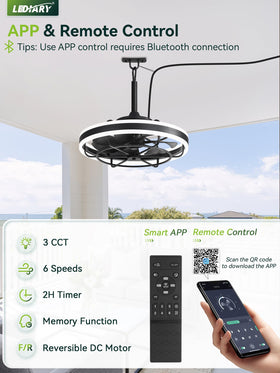 LEDIARY IP65 weatherproof fan for humid patios and pool areas.