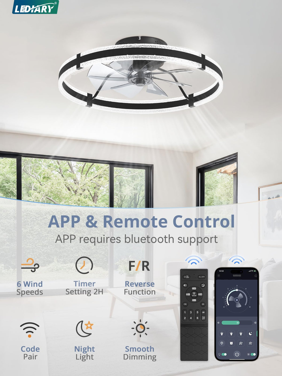 LEDIARY LED dimmable 3000-6000K lighting for flexible mood.