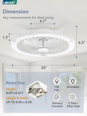 LEDIARY low-profile flush-mount fandelier blends with ceiling for a modern look