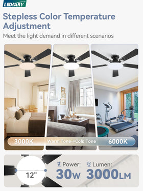 LEDIARY quiet 60W DC motor delivers strong airflow with low noise.