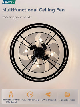 LEDIARY quiet motor ceiling fan delivers strong airflow with minimal noise for quiet spaces.