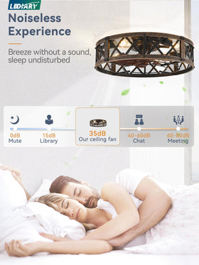 LEDIARY remote control and app-enabled ceiling fan for easy setup.