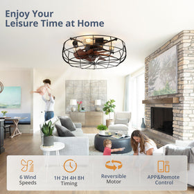LEDIARY remote and app control for convenient fan and light adjustments.