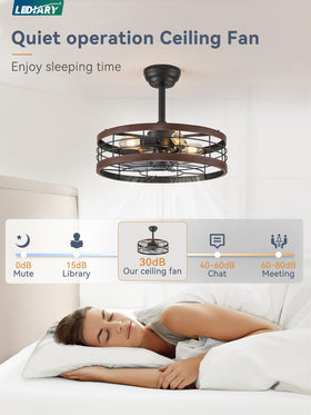 LEDIARY remote control operation for convenient light and fan adjustments.