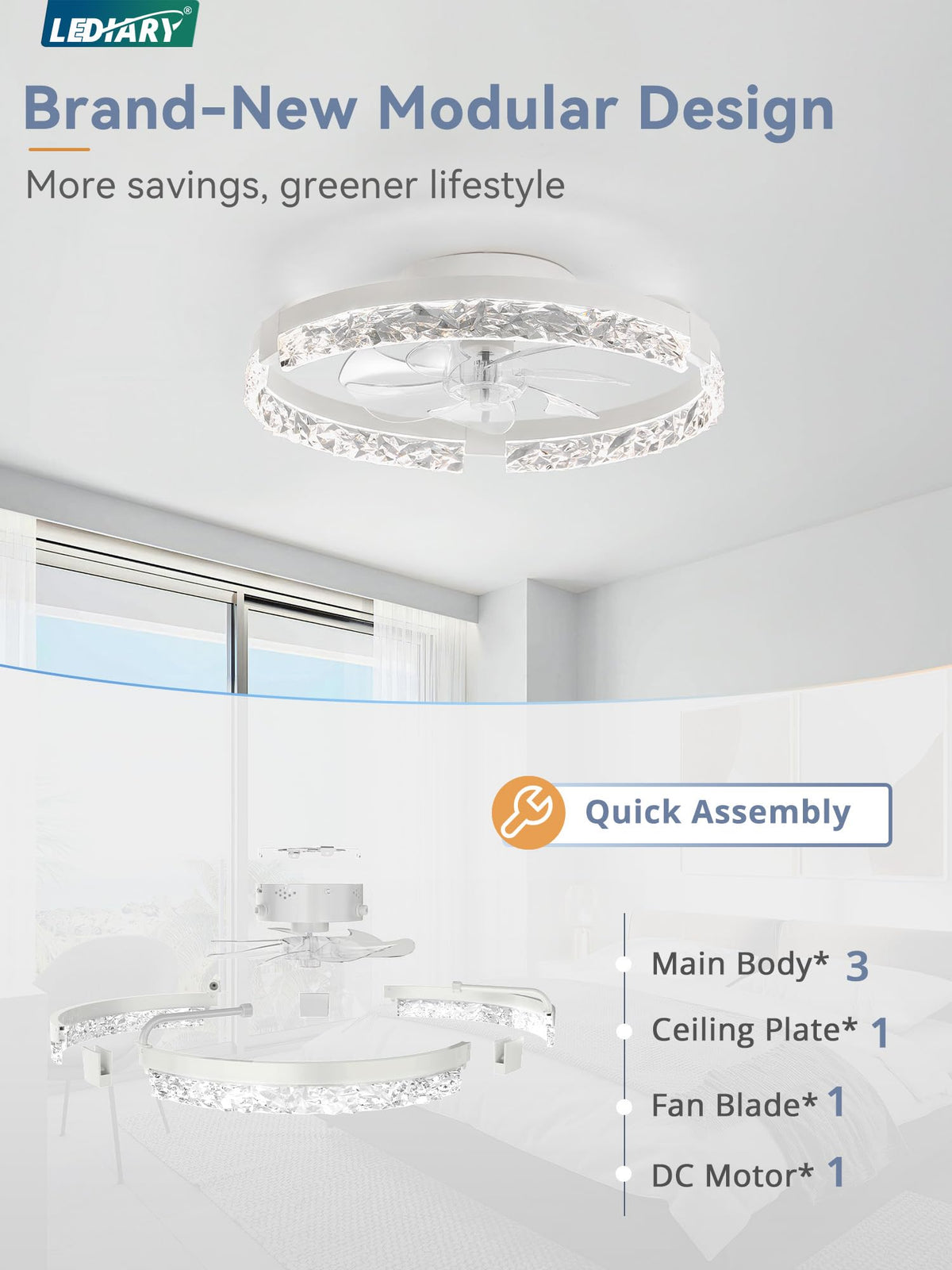 LEDIARY reversible airflow supports summer cooling and winter warmth.