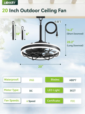 LEDIARY reversible DC motor fan for year-round comfort.
