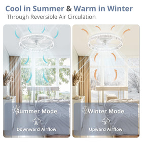 LEDIARY reversible copper motor shows summer and winter airflow options.