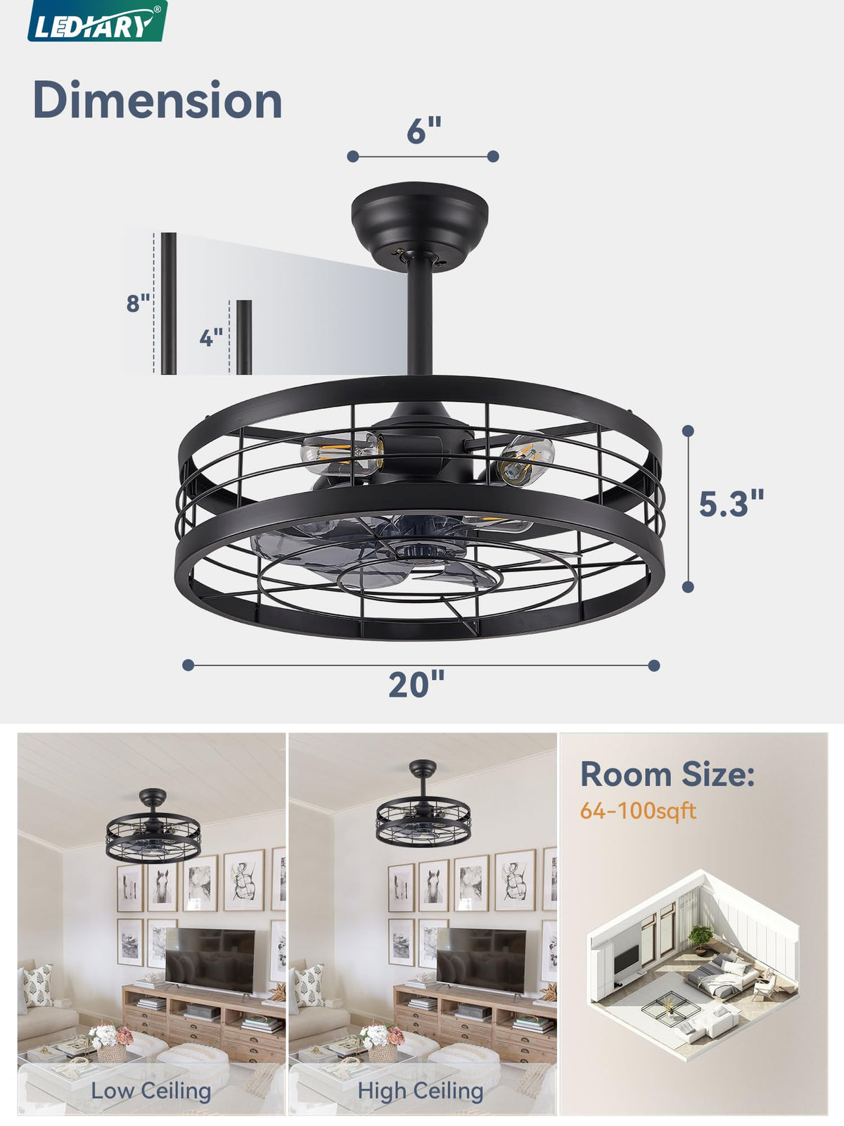 LEDIARY seven ABS blades provide balanced airflow and stable performance.