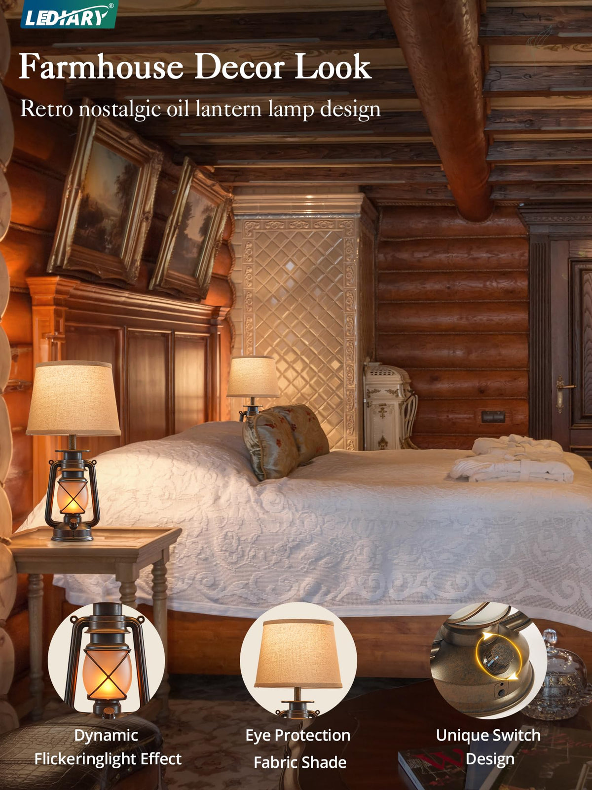 LEDIARY vintage bronze finish lamps add classic farmhouse style
