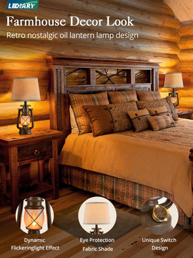 LEDIARY vintage lantern flame lamp top view showcasing soft ambient light