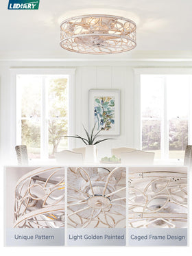 LEDIARY white-gold finish ceiling fan ideal for bedroom spaces.