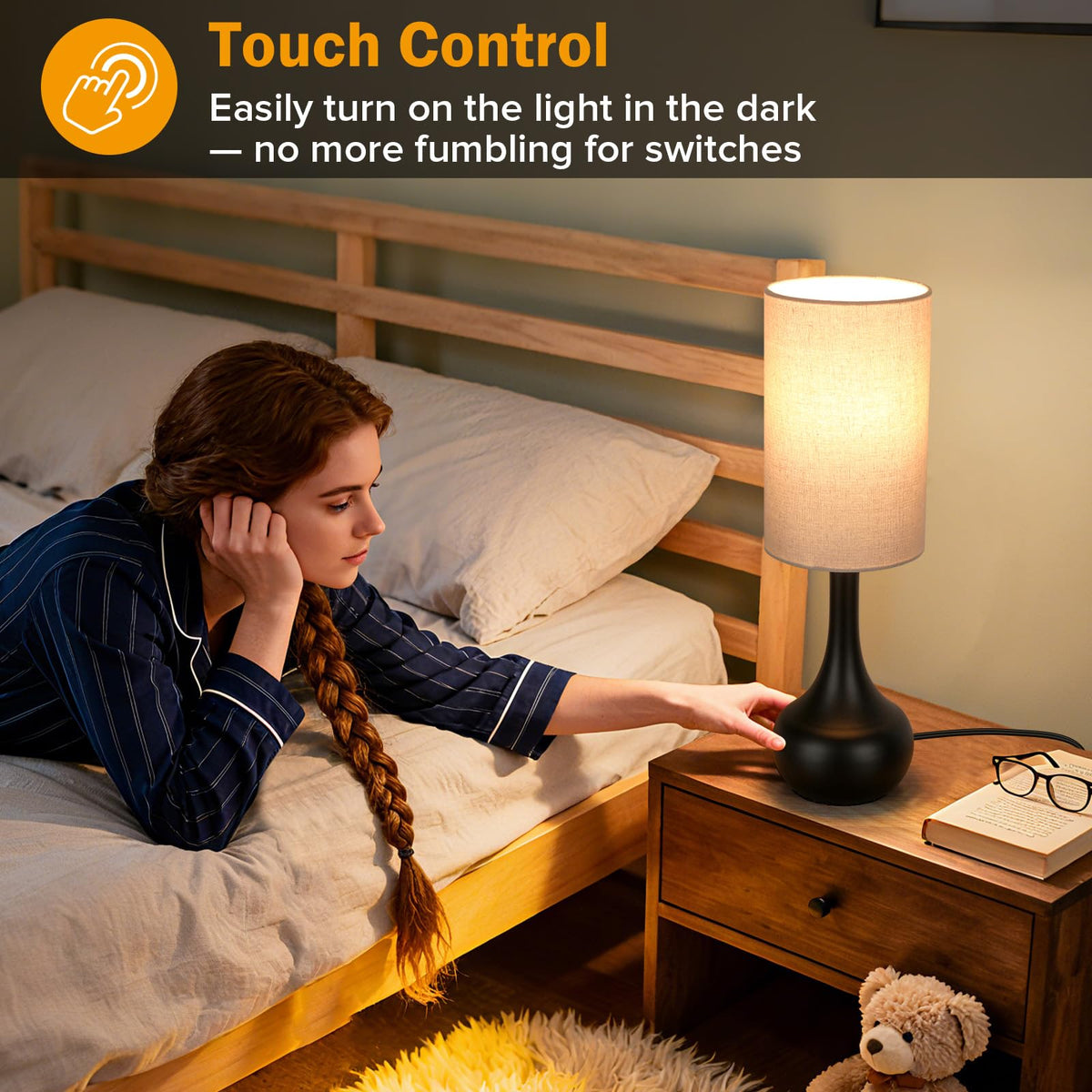 LEDIKON bedside lamp base offers stable support on nightstands.