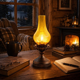 LEDIKON amber crackled glass shade diffuses soft warm glow