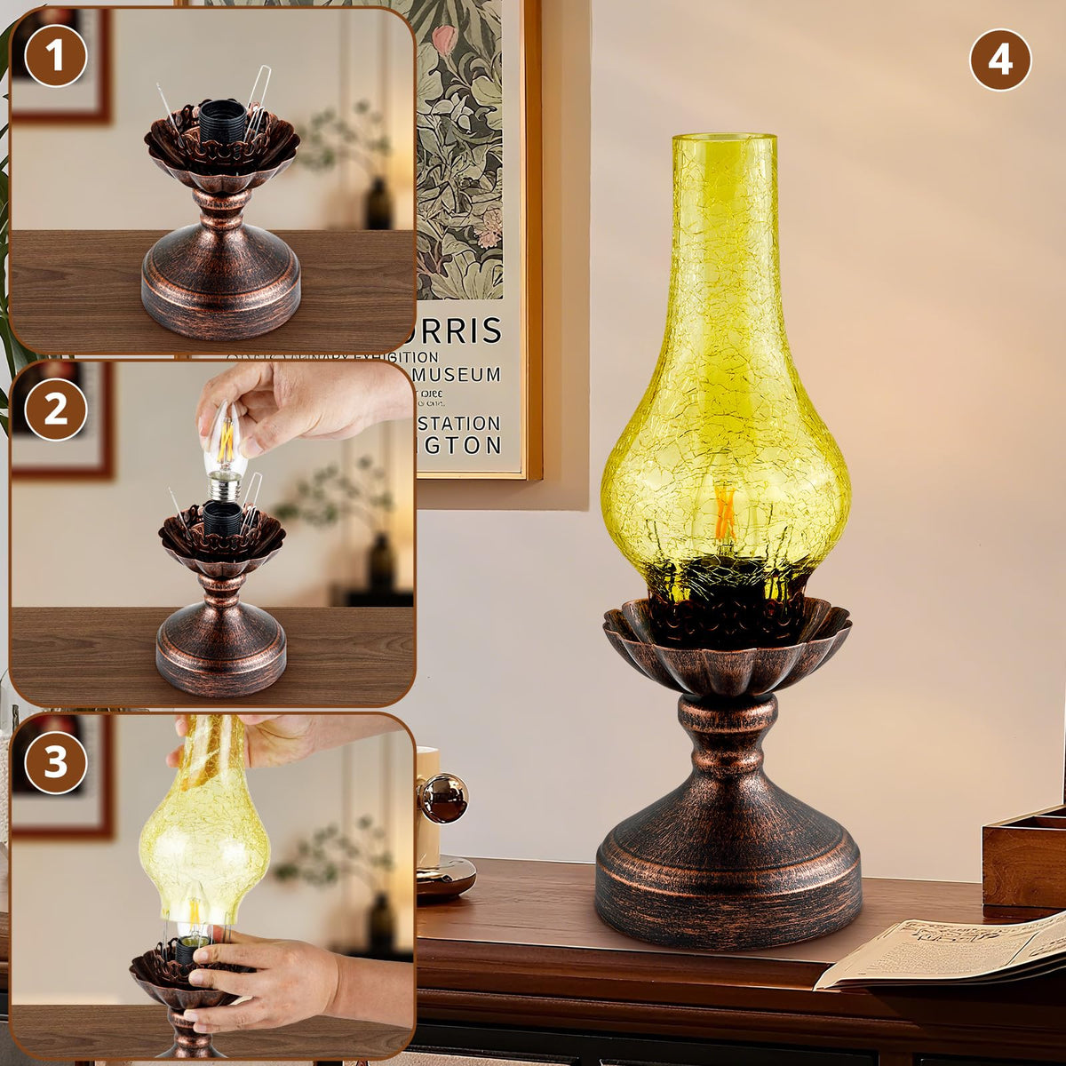 LEDIKON bedside lamp on a nightstand enhances bedroom and office spaces