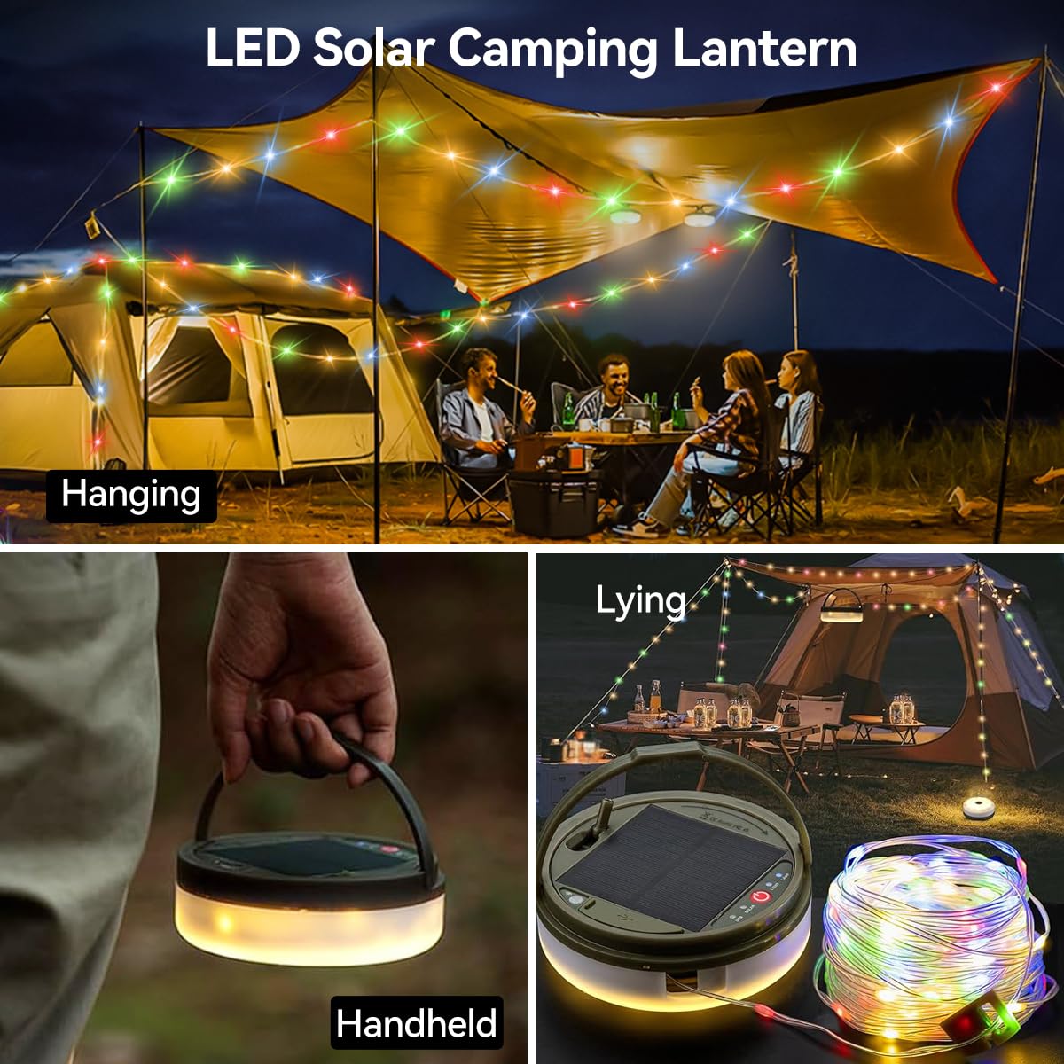 LEDLAY dual solar and USB-C charging keeps lights and devices powered.