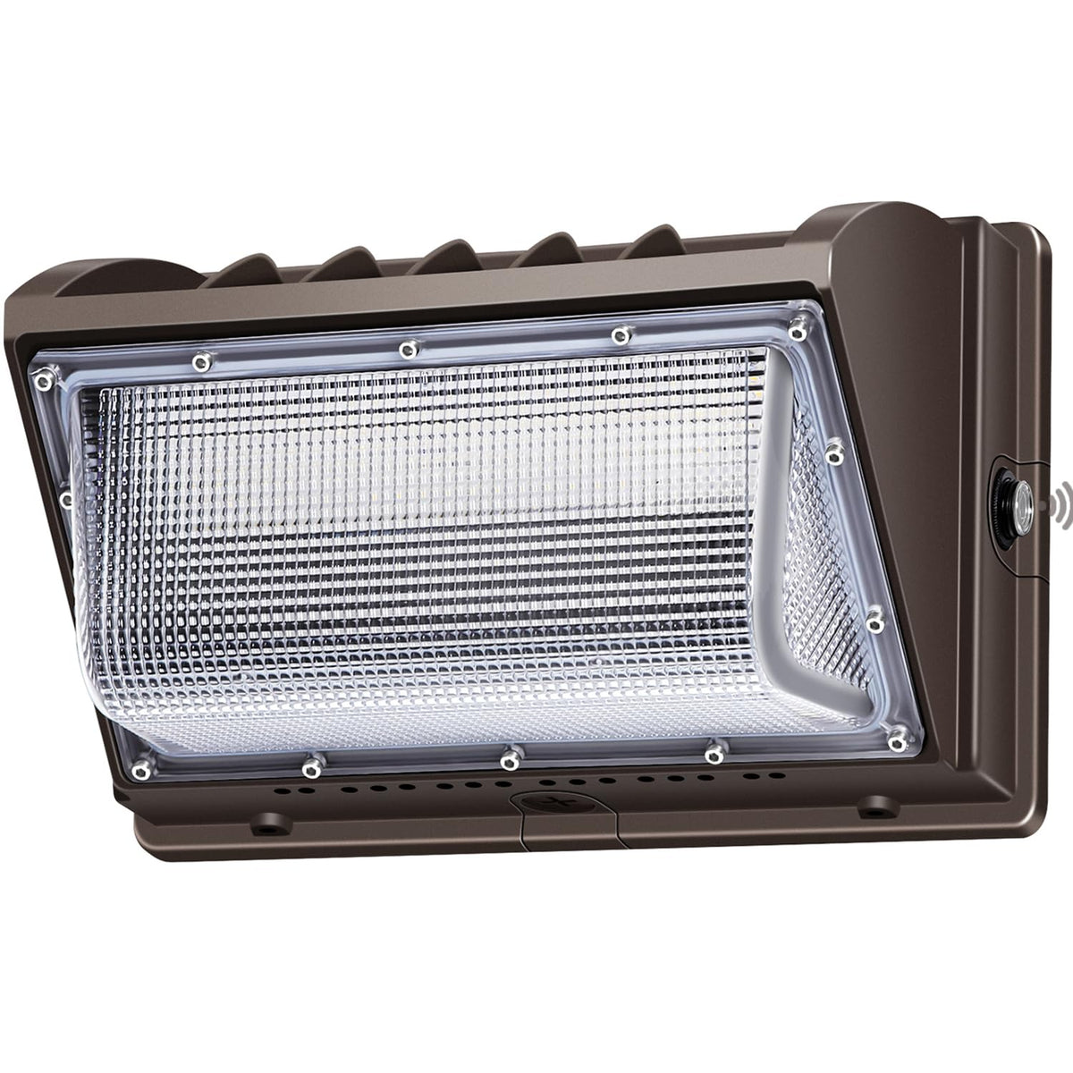 ledmo 150W wall pack with photocell dusk-to-dawn for automatic exterior lighting