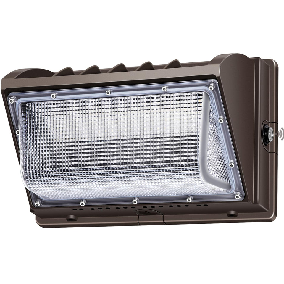 ledmo 150W wall pack with photocell dusk-to-dawn for automatic exterior lighting