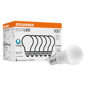 LEDVANCE Sylvania ECO LED A19 six-pack delivering bright daylight illumination