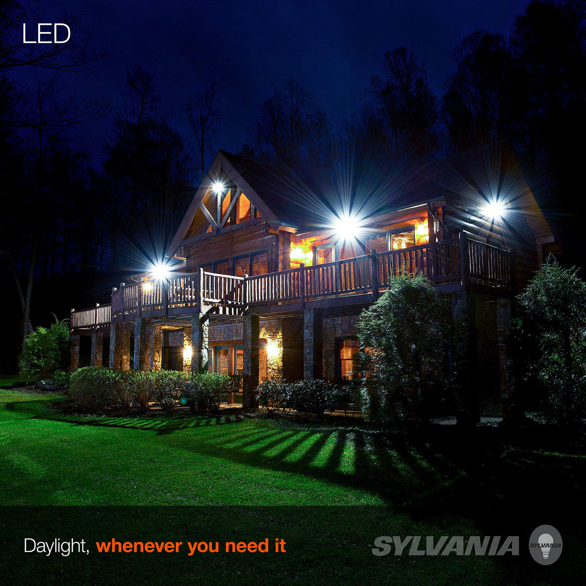 LEDVANCE Sylvania Night Chaser PAR38 patio flood light enhances garden and patio ambiance