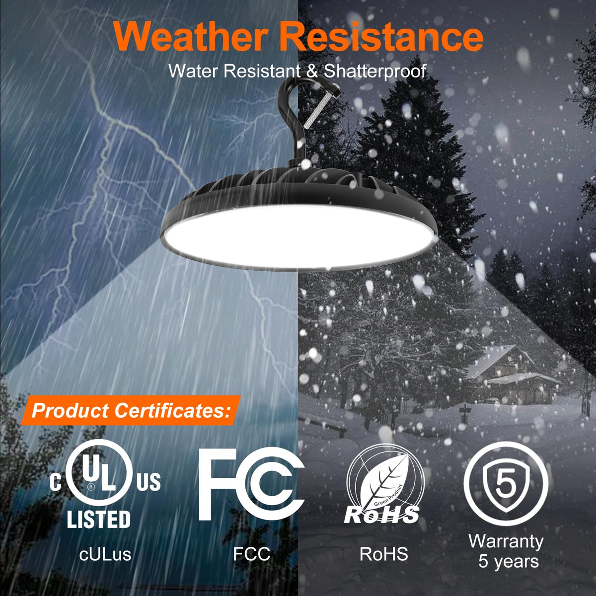 LEDVANCE SYLVANIA UFO 100W black aluminum housing provides rugged durability.
