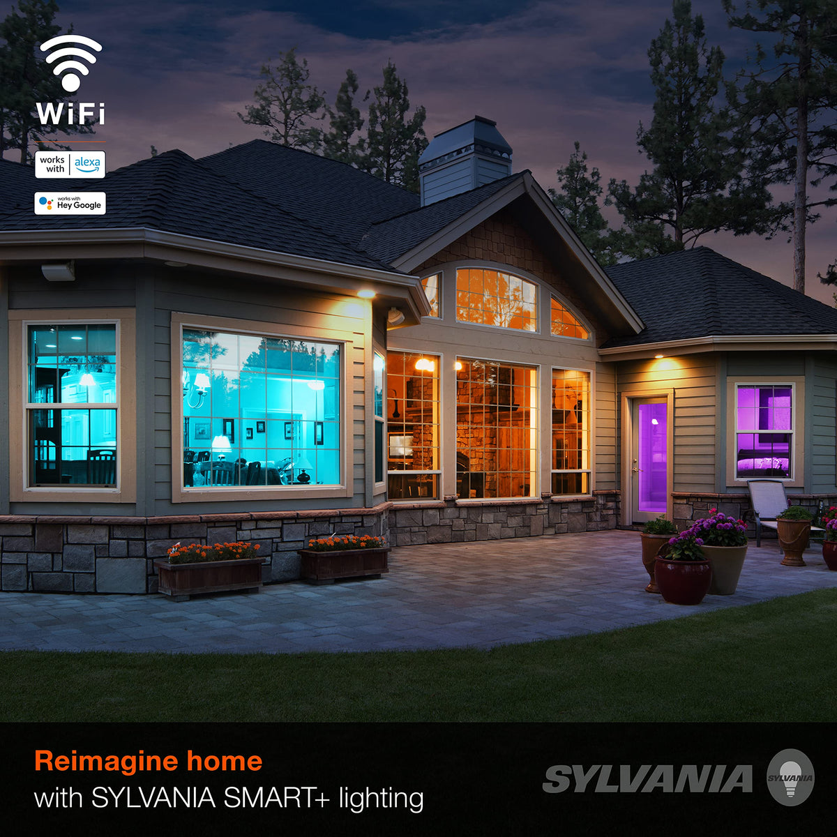 SYLVANIA WiFi bulbs creating mood scenes with color and tunable white