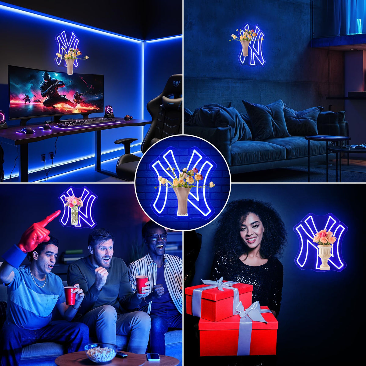 Leeitenlo blue NY sign complements bedrooms and game rooms