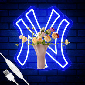 Leeitenlo NY Baseball Neon Sign blue logo glow for wall decor and ambiance