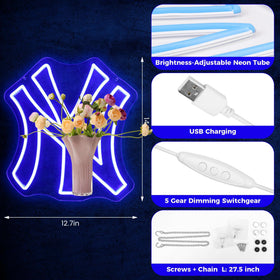 Leeitenlo NY Baseball Neon Sign powered by USB for easy placement