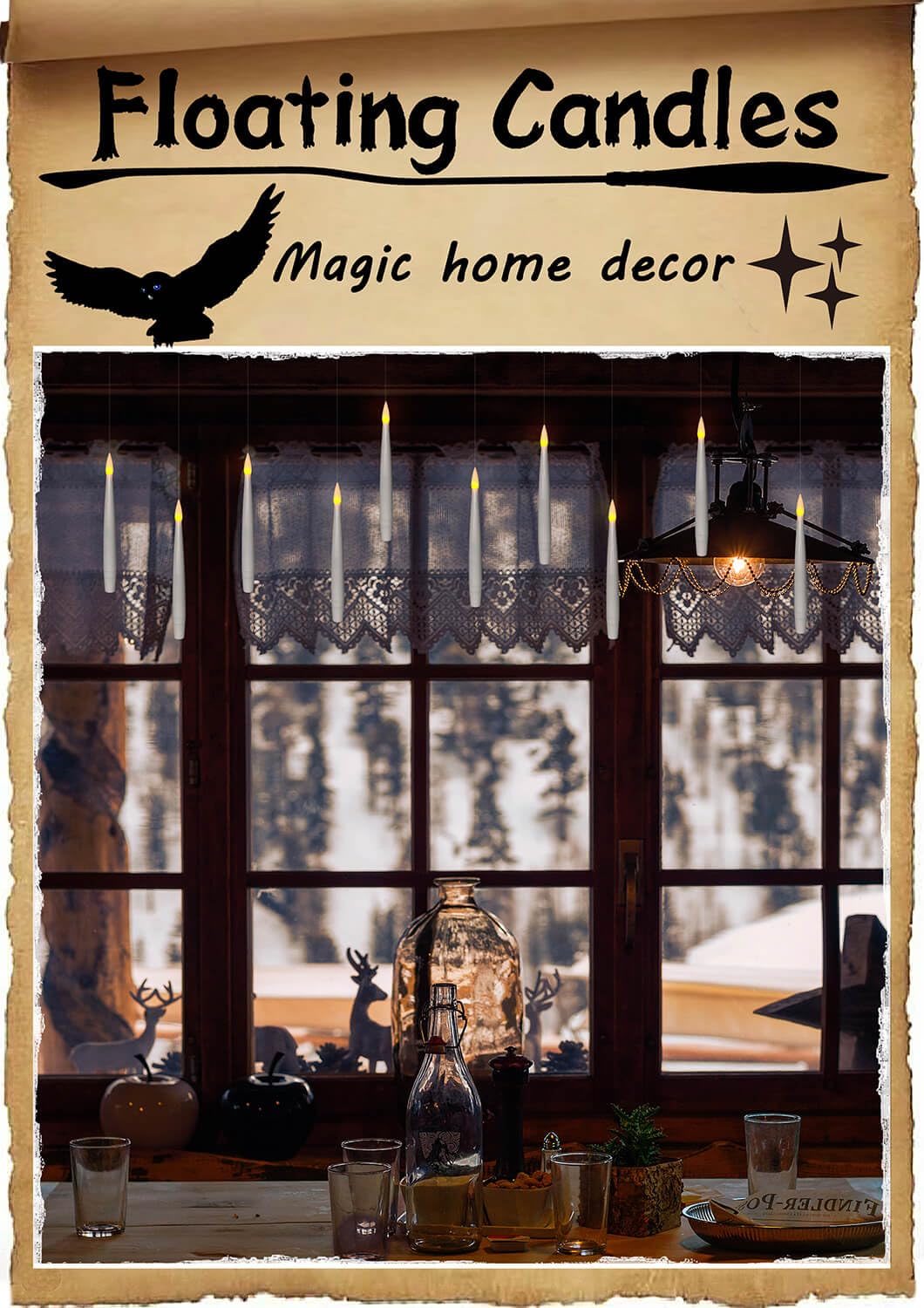 Leejec flameless taper candles package includes remote wand and mounting accessories