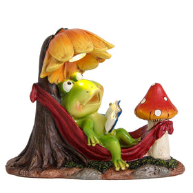 Leekung reading frog statue captures a peaceful moment for the yard.