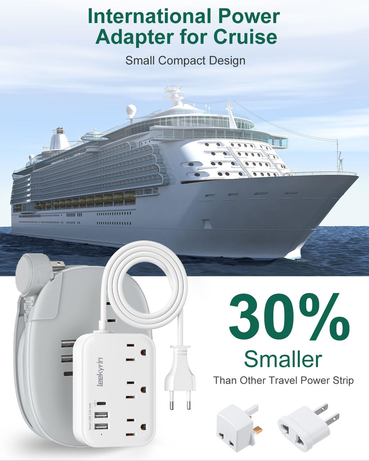 Leekyrin travel adapter UK Type G plug for UK power access
