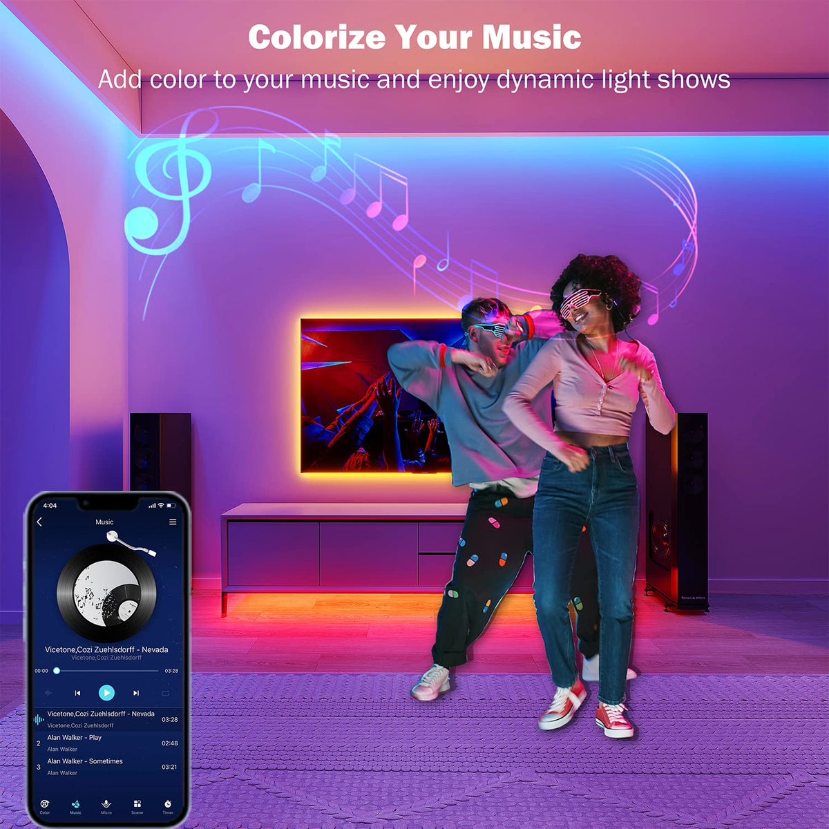 Leeleberd LED strip lights in the kitchen offer colorful task lighting for meals