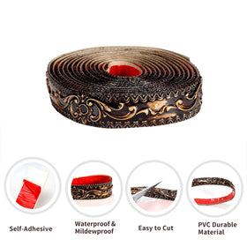 Leenevs 3D wall edging brass close-up highlights durable, moisture-proof trim.