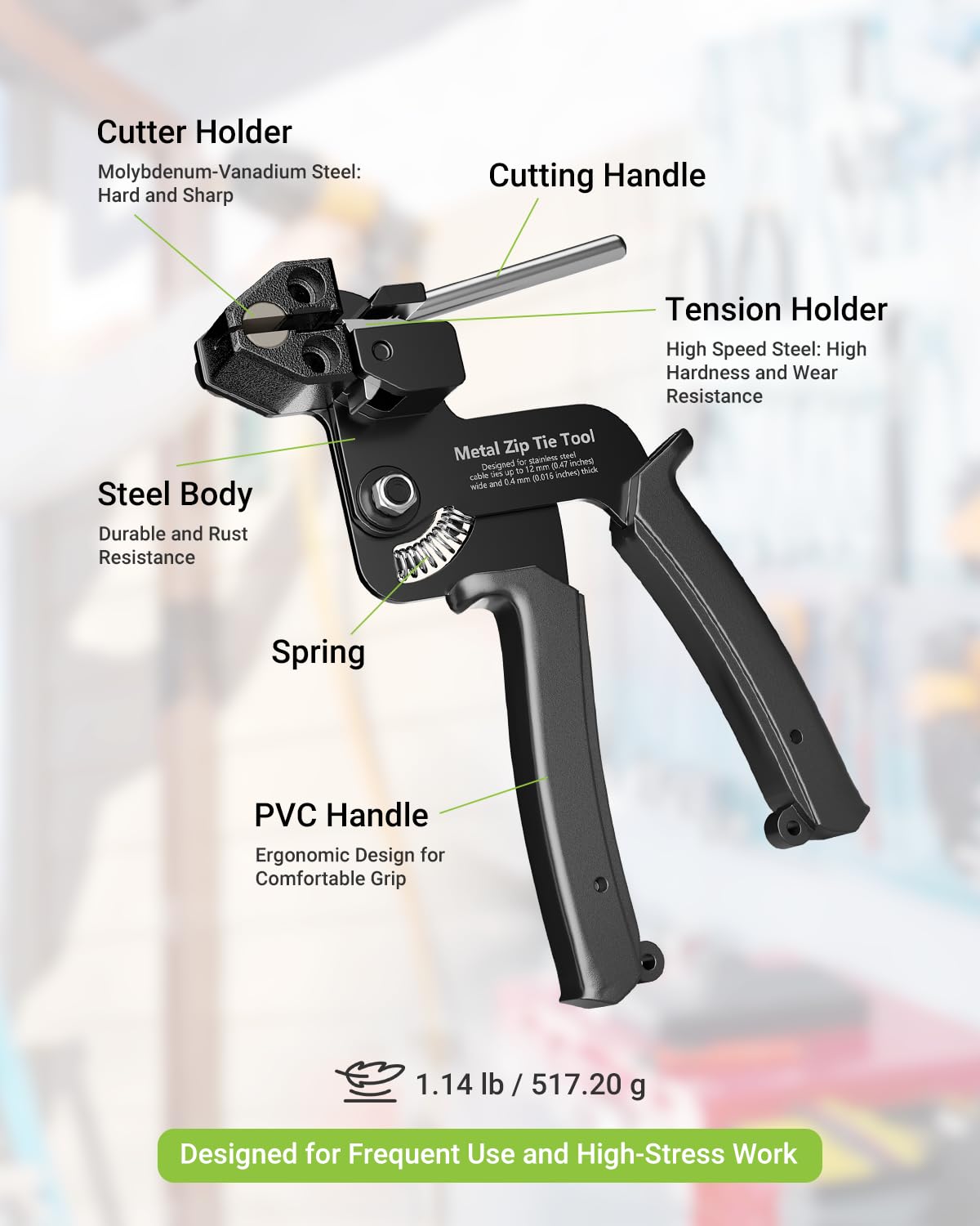 LEENUE metal cable tie gun ideal for chicken coop projects.