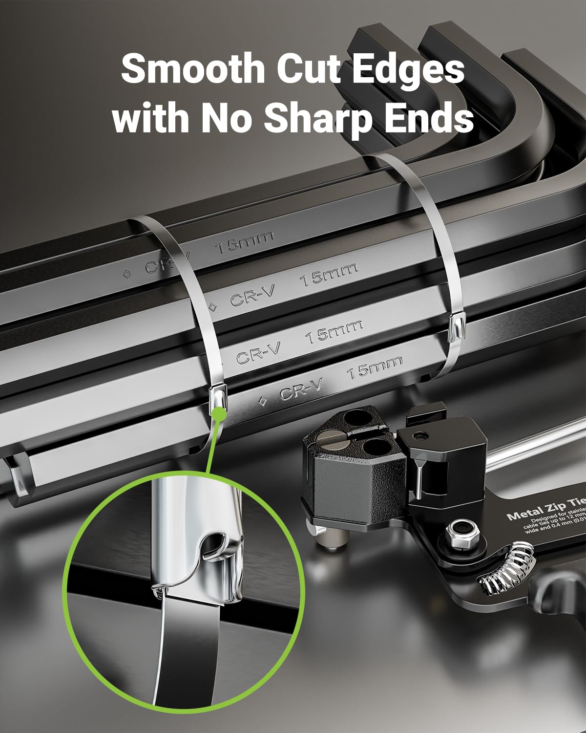 LEENUE metal cable tie gun cutting ties cleanly for neat finishes.