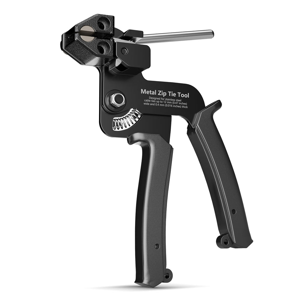LEENUE metal cable tie gun in use for fast, secure installations.