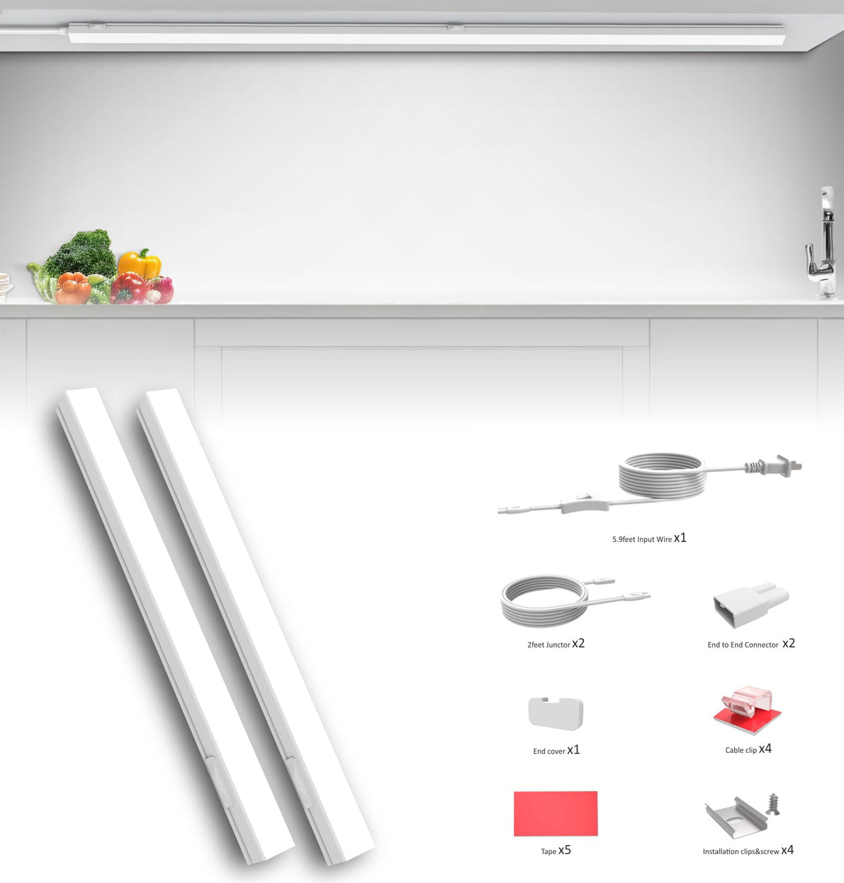 Leetdud kitchen-counter setup shows bright, adjustable lighting for prep areas.