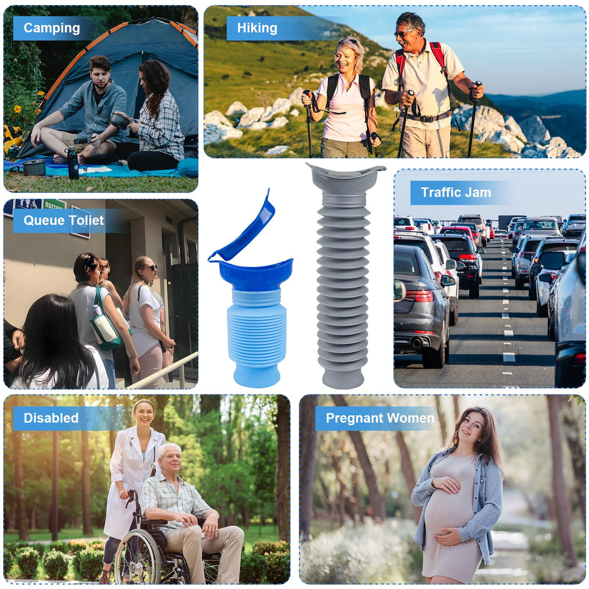 Leetye Mei collapsible urinal bottle shows flexibility for easy packing.