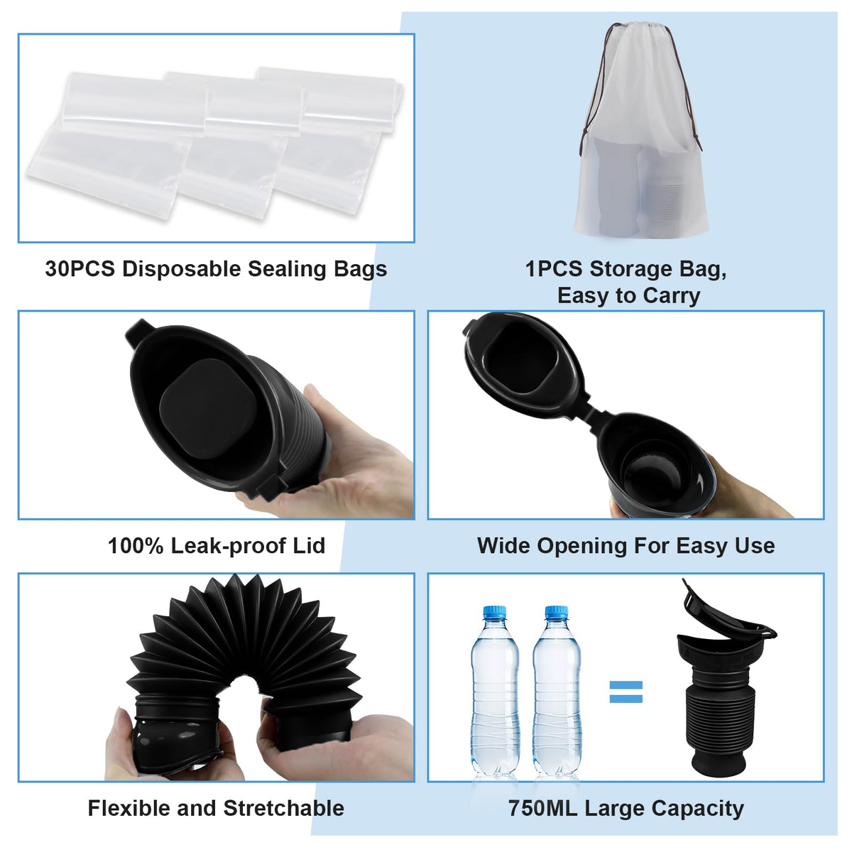 Leetye Mei 750ml pee bottle shows large capacity